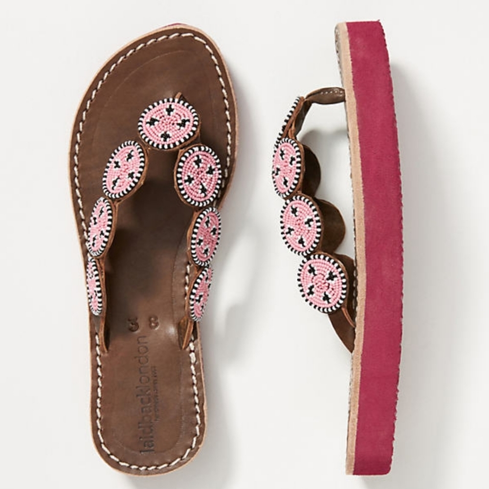 Laidback London Ryker pink beaded Flip-flop sandals